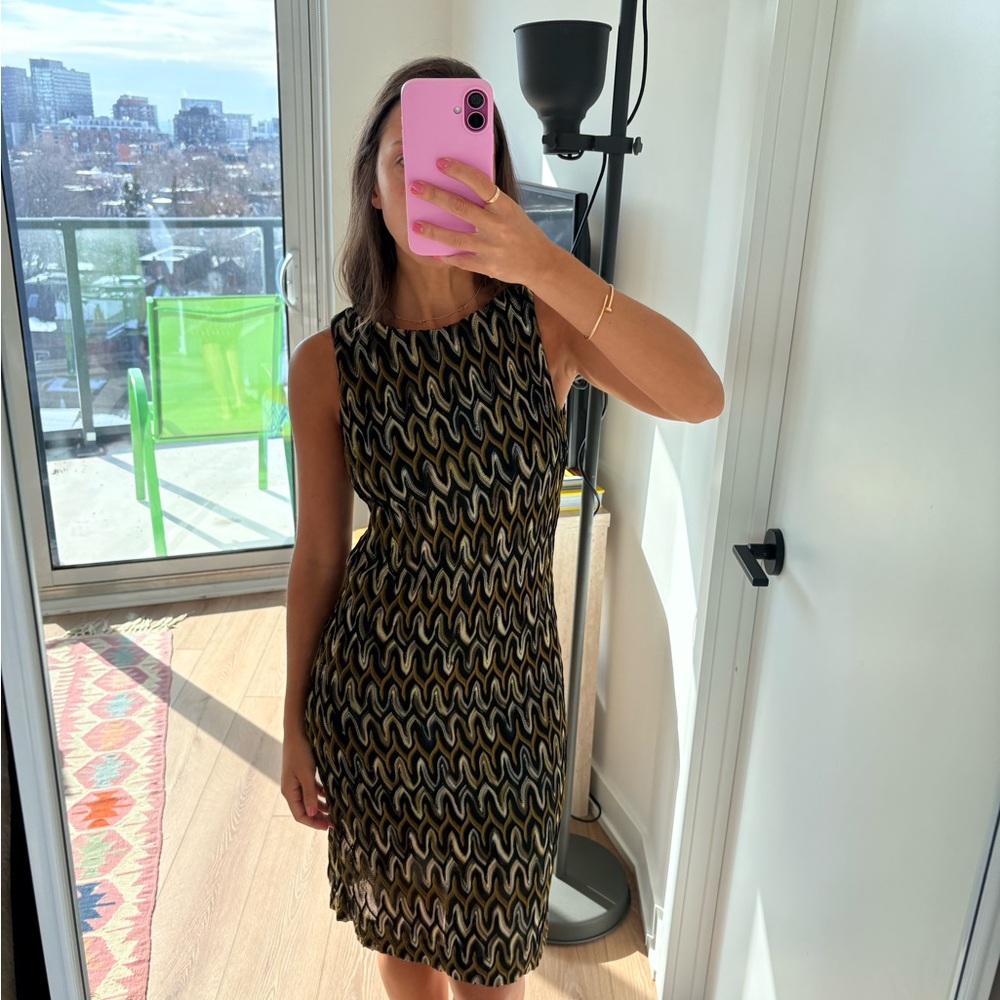 Missoni Black and Gold Wave Pattern Midi Dress